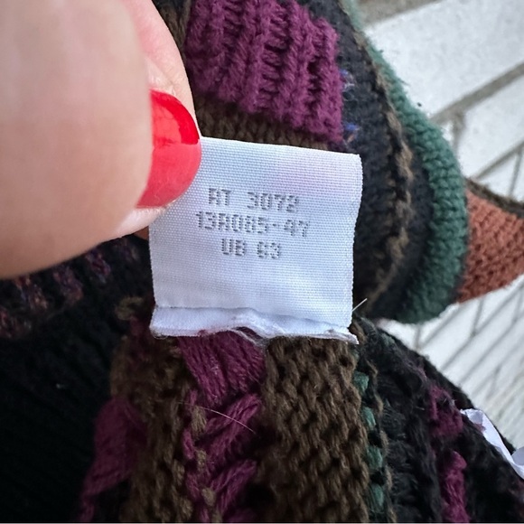 Vintage Reunion Menswear Grandpa 3D Textured Sweater Earthtones Cotton Made USA - Picture 7 of 10